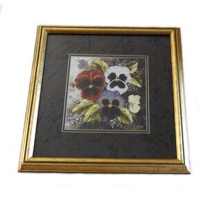 Pansies Print by Lynne Canada Framed Cottagecore Decor Floral Small Square